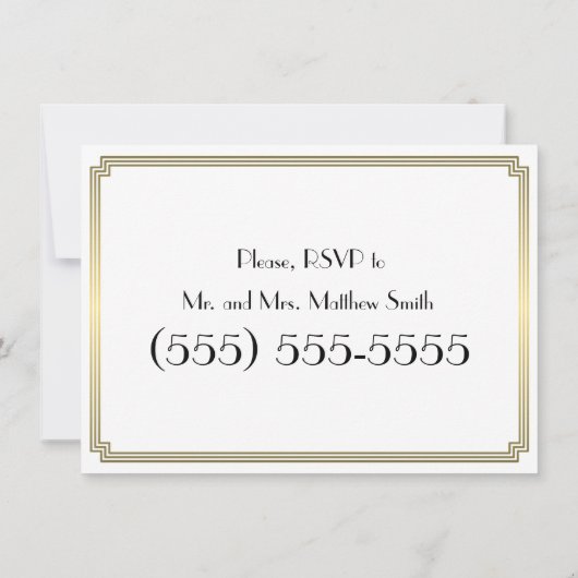 Great Gatsby Art Deco Trouwrepetitie Uitnodiging (Achterkant)