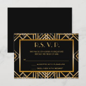Great Gatsby Art Deco Wedding Response Cards RSVP Kaartje (Voorkant / Achterkant)