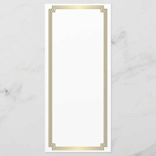 Great Gatsby Art Deco White Gold Wedding Menu Kaar (Achterkant)