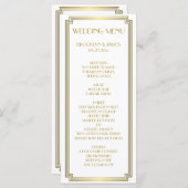 Great Gatsby Art Deco White Gold Wedding Menu Kaar (Voorkant / Achterkant)
