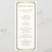 Great Gatsby Art Deco White Gold Wedding Menu Kaar (Voorkant)