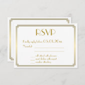 Great Gatsby Art Deco Witte Gouden Trouw RSVP Kaar (Voorkant / Achterkant)