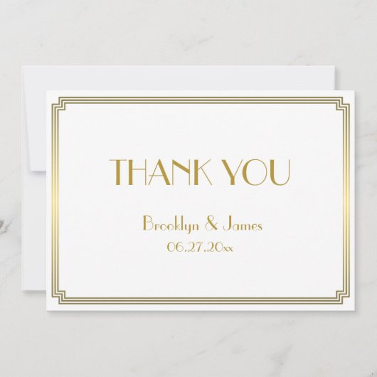 Great Gatsby Art Deco Witte Trouw Trouwkaart Bedankkaart (Voorkant)