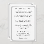 Great Gatsby Art Deco Zilver Witte Trouw Uitnodigi Kaart (Voorkant / Achterkant)