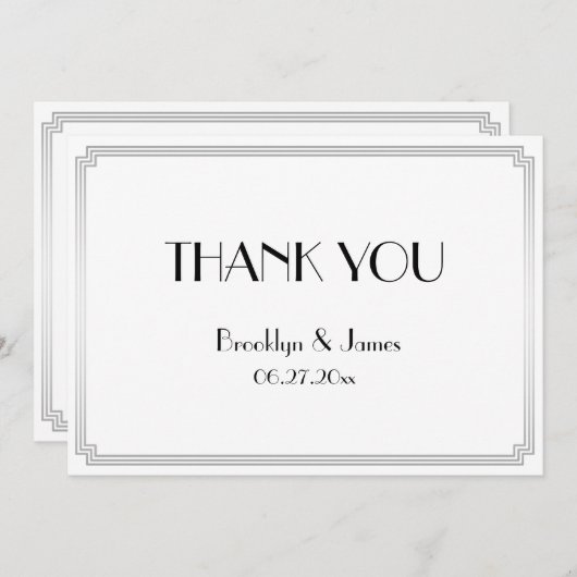 Great Gatsby Art Deco Zilveren Bruiloft Bedankt (Voorkant / Achterkant)