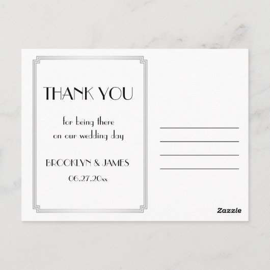 Great Gatsby Art Deco Zilveren Bruiloft Bedankt Briefkaart (Achterkant)