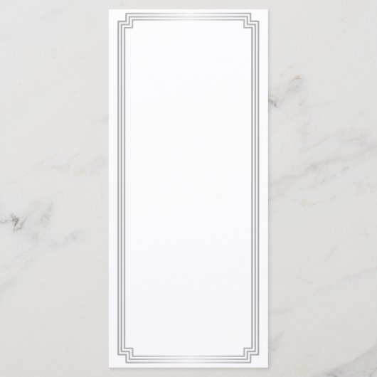 Great Gatsby Art Deco zilveren huwelijksmenu kaart (Achterkant)