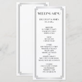 Great Gatsby Art Deco zilveren huwelijksmenu kaart (Voorkant / Achterkant)