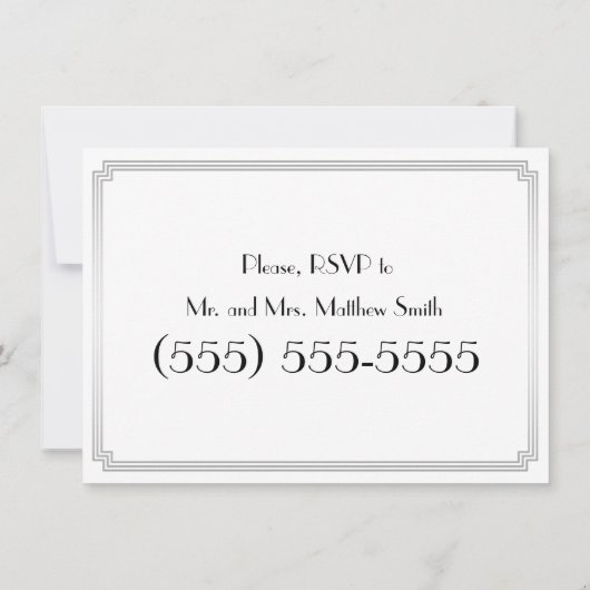 Great Gatsby Art Deco zilveren repetitie uitnodigi Kaart (Achterkant)