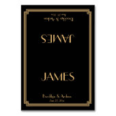 Great Gatsby Art Deco Zwarte Huwelijks Plaatskaart Kaart (Voorkant)