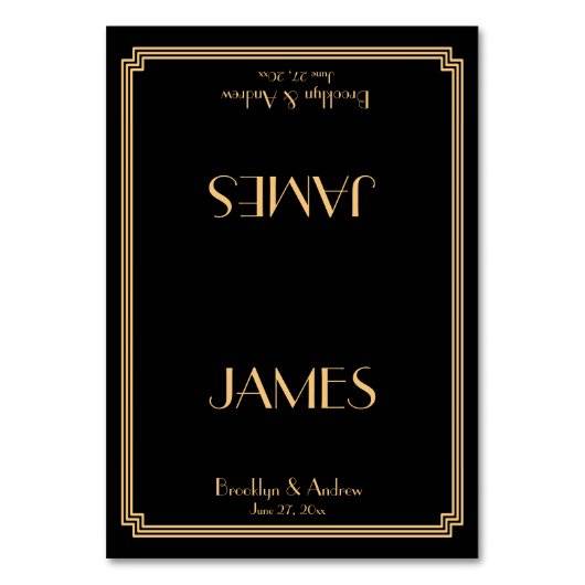Great Gatsby Art Deco Zwarte Huwelijks Plaatskaart Kaart (Voorkant)