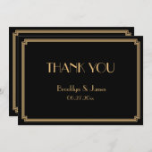 Great Gatsby Art Deco Zwarte Trouw Trouwkaart Bedankkaart (Voorkant / Achterkant)