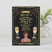 Great Gatsby Black Flapper Girl Hollywood Invite Kaart (Staand voorkant)