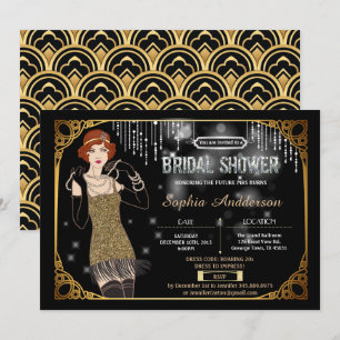 Great Gatsby bruids douche uitnodiging flapper