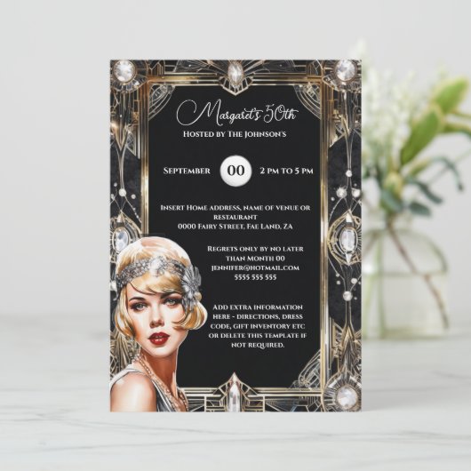 Great Gatsby brullende twintiger flapper art deco Kaart (Staand voorkant)