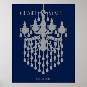 Great Gatsby chandelier bruiloft met ondertekening Poster