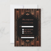 Great Gatsby Copper Art Deco Song Request Wedding RSVP Kaartje (Voorkant)