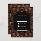 Great Gatsby Copper Art Deco Song Request Wedding RSVP Kaartje (Voorkant / Achterkant)