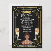 Great Gatsby Flapper Black Girl Hollywood Invite Kaart (Voorkant)