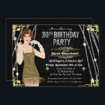 Great Gatsby Flapper Girl 30th Birthday Invitation Kaart<br><div class="desc">Gelebraat zoals ze dat deden in de Zwingende Twenties met onze geweldige,  Gatsby-geïnspireerde uitnodiging. Of u nu een bacheloretfeestje of een verjaardagsfeestje plant,  neem uw evenement op tijd terug naar het fantastische tijdperk van Art Deco en lavish living.</div>
