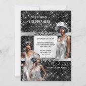 Great Gatsby glam Flapper meisjes zilver zwart Kaart (Voorkant)