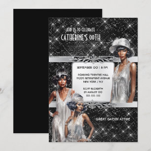 Great Gatsby glam Flapper meisjes zilver zwart Kaart