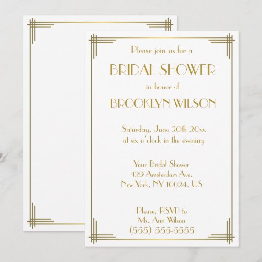 Great Gatsby Gold Art Deco Vrijgezellenfeest nodig Kaart (Voorkant / Achterkant)