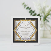 Great Gatsby Gold White Art Deco 50 Birthday Party Kaart (Staand voorkant)