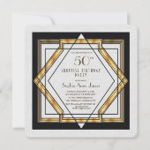 Great Gatsby Gold White Art Deco 50 Birthday Party Kaart (Voorkant)