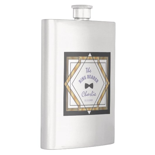 Great Gatsby Gold White Art Deco RING DRAGER Heupfles (Rechts)