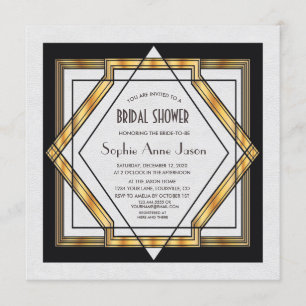Great Gatsby Goud Witte Art Deco Bruidsdouche Kaart