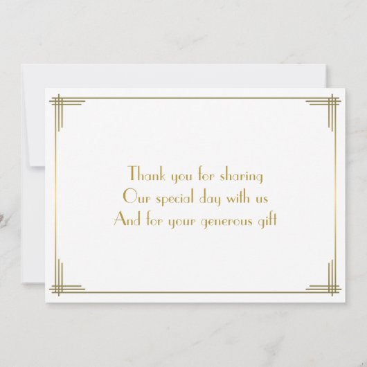 Great Gatsby Gouden Art Deco Trouw Dankkaart Bedankkaart (Achterkant)