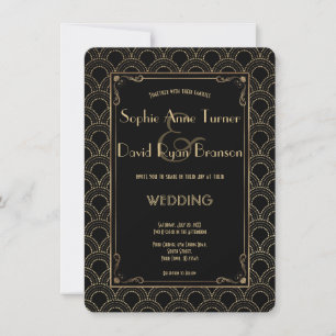 Great Gatsby  jaren '20 Art Deco Wedding Invite Kaart