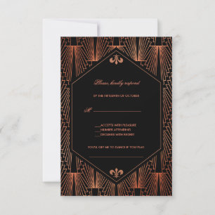 Great Gatsby Koper Art Deco Lied Verzoek Huwelijk RSVP Kaartje