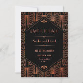 Great Gatsby Koperen Art Deco Trouw Save The Date Kaart (Voorkant)