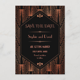 Great Gatsby Koperen Art Deco Trouw Save The Date Kaart