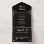 Great Gatsby Save the Date RSVP All In One Uitnodiging (Binnen)