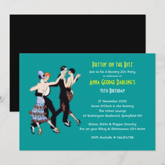 GREAT GATSBY - Uitnodigingen van de Vlaamse Partij (Voorkant / Achterkant)