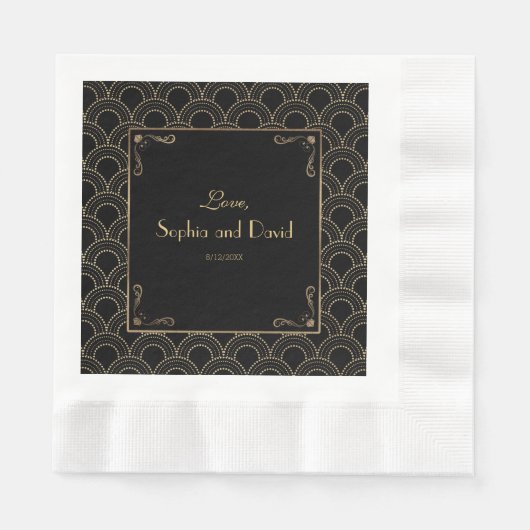 Great Gatsby Vintage 1920s Art Deco Bruiloft Servet (Voorkant)