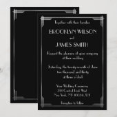 Great Gatsby Zilver Folie Art Deco Trouw Uitnodigi Kaart (Voorkant / Achterkant)