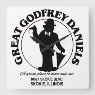 Great Godfrey Daniels Restaurant, Skokie, Illinois Vierkante Klok
