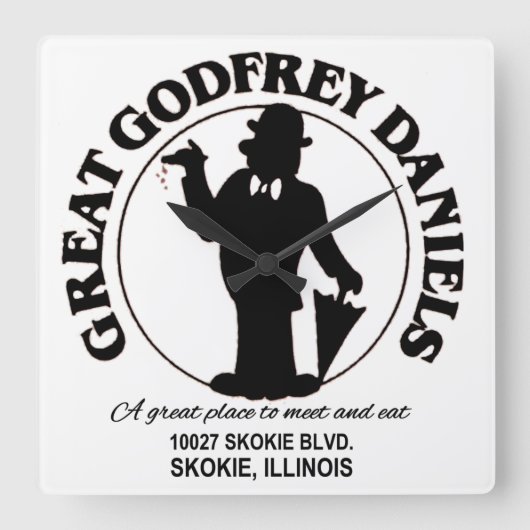 Great Godfrey Daniels Restaurant, Skokie, Illinois Vierkante Klok (Voorkant)
