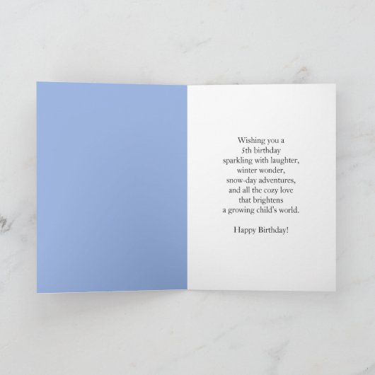 Great Granddaughter 5th Birthday Snowman Snowy  Kaart (Binnen)