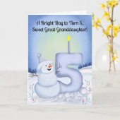 Great Granddaughter 5th Birthday Snowman Snowy Kaart (Gele Bloem)