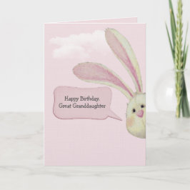 Great Granddaughter Birthday Bunny On Pink Kaart