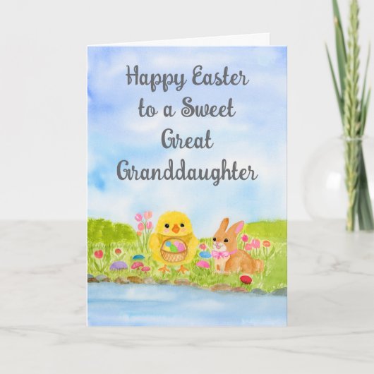 Great Granddaughter Happy Easter Baby Chick  Kaart (Voorkant)