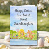 Great Granddaughter Happy Easter Baby Chick  Kaart