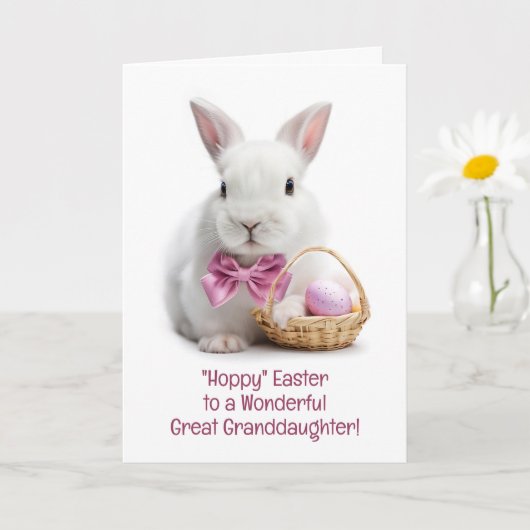 Great Granddaughter Happy Easter Cute White Bunny Kaart (Kleine Plant)