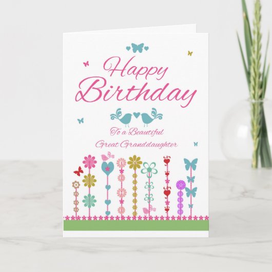  Great Granddochter Birthday Card Butterfly Kaart (Voorkant)