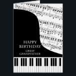 Great Grandfather Piano and Music Birthday<br><div class="desc">A birthday card for a great grandfather who is into piano music. Grote piano met de keys along the bottom of the card. De naam van de muziekfils van de background. A great card for someone who loves music. This is NOT a musical card,  it does NOT play music:</div>